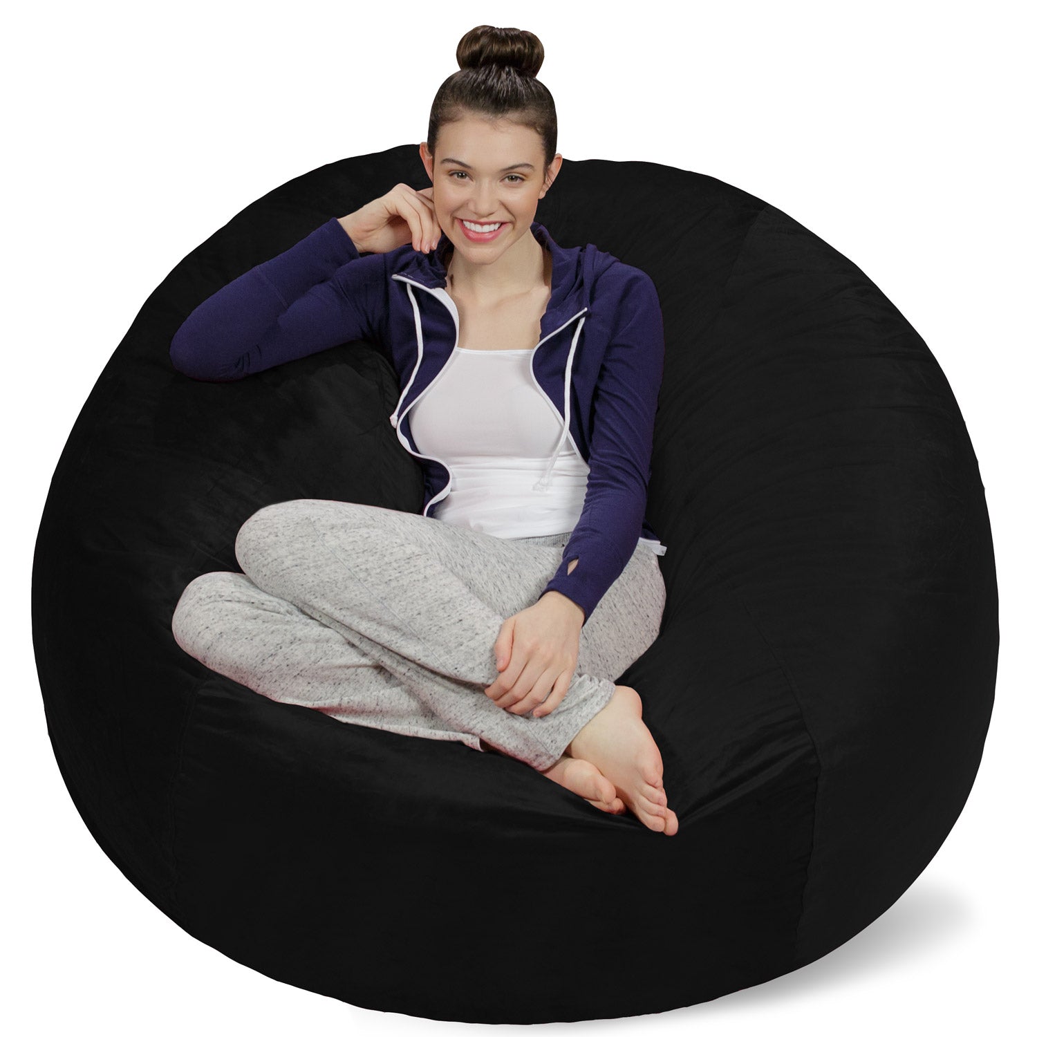 Sofa Sack Bean Bag Chair, Memory Foam Lounger with Microsuede Cover, Kids,  Adults, 5 ft, Purple 